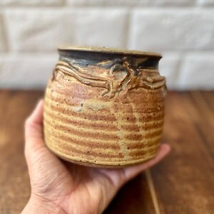 Stoneware Studio Pottery Jar | Vintage Glick Pottery Vessel | Rustic Handmade Ceramic Pot | Textured Brown Artisan Pottery