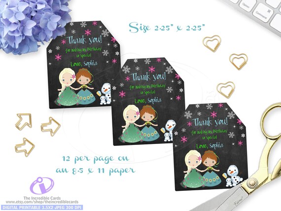 CHRISTMAS = BIRTHDAY 8 X DISNEY FROZEN ANNA-ELSA POM POM GIFT TAGS