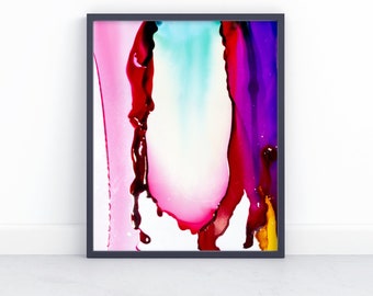 Wounded Art Print, Alcohol Ink Art, Alcohol Ink Painting, Tile Art, Colorful Modern, CMYK, Drip Art, Cool Art Prints