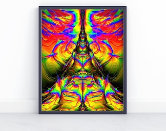 Trippy Art Print, "Rainbow Shrine"