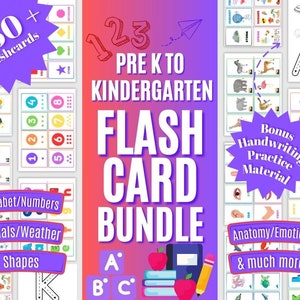 FLASHCARDS-BUNDEL | Voorbereiding op de kleuterschool | Alfabet | Cijfers | Vormen | Anatomie | Emoties | Handschriftoefening