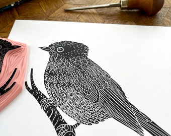 Lavskrika - handmade original illustration of a bird