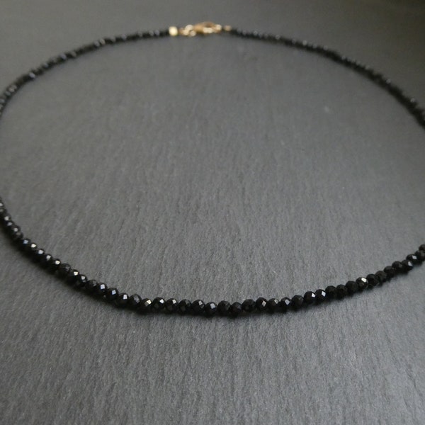 Black Spinel necklace | Dainty gemstone necklace with sparkling Black Spinel beads | Black Spinel gold | Gold filled