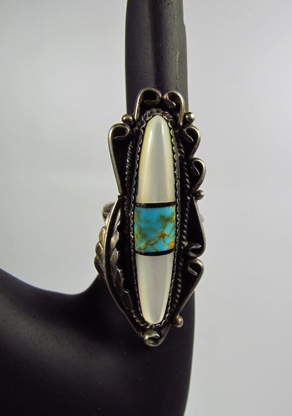 Turquoise, Mother of Pearl and Onyx Inlay on Sterl