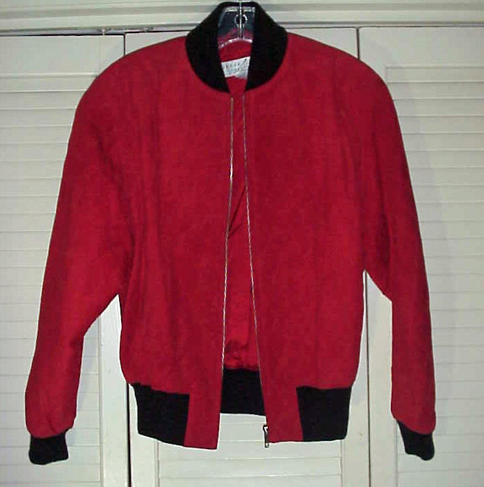 Stunning Red Suede Quilted Baseball Jacket by Lillie Rubin Etsy