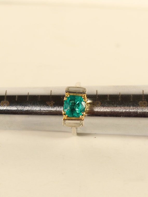 Antique Exquisite Emerald and Diamond 18k Gold an… - image 8