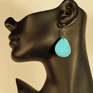 Tear Drop Shaped Turquoise Slab Earrings