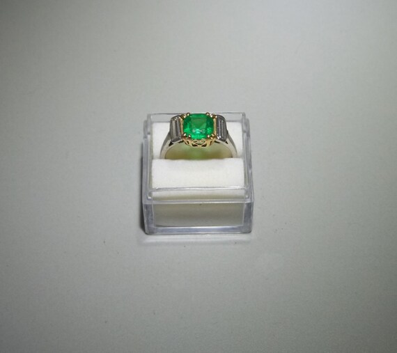 Antique Exquisite Emerald and Diamond 18k Gold an… - image 2