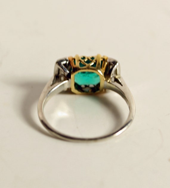 Antique Exquisite Emerald and Diamond 18k Gold an… - image 3