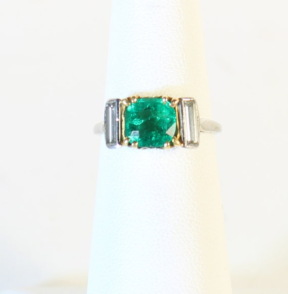 Antique Exquisite Emerald and Diamond 18k Gold an… - image 10