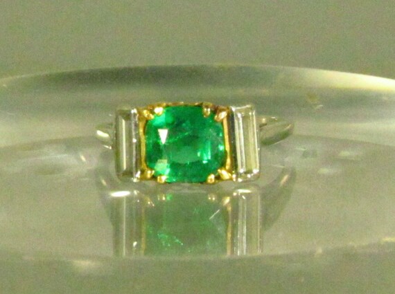 Antique Exquisite Emerald and Diamond 18k Gold an… - image 1