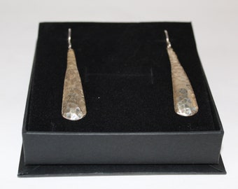 Slip of Hammered Silver Drop Earrings