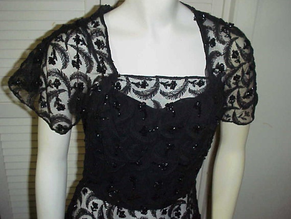 Black Sequin and Embroidered Dressy Tunic 1940's … - image 4