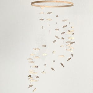 Wood fish baby mobile, marine crib mobile nursery, night baby mobile, kids mobile, minimalist mobile, gender neutral mobile