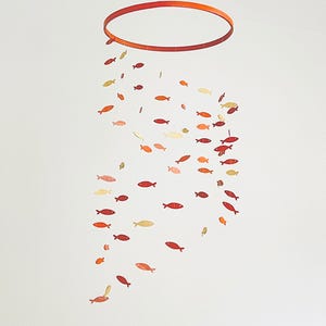 Wood terracotta and gold fish baby mobile, marine crib mobile nursery, kids mobile, minimalist mobile, gender neutral mobile