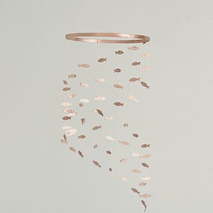 Rose gold fish baby mobile, marine crib mobile nursery, night baby mobile, kids mobile, minimalist mobile, gender neutral wood mobile