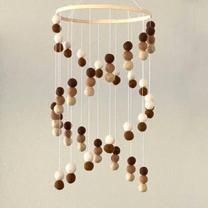 Felt wool ball mobile, pom pom mobile, felt pom pom mobile, felt ball mobile, minimalist mobile, boho nursery decor