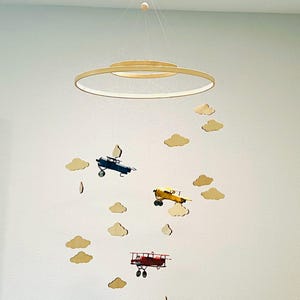 Airplane and clouds baby mobile, night baby mobile, kids mobile, minimalist mobile, gender neutral mobile