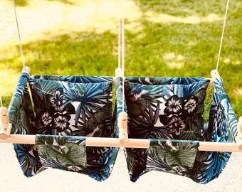 Outdoor Indoor Hawaiian Jungle Tropical Fabric Twin Baby Swing Hammock Shipped in 3 days Customize it