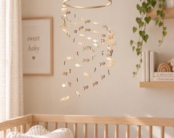 Wooden Fish Baby Mobile – Nautical Nursery Decor, Ocean Crib Mobile, Coastal Baby Room Decor, Baby Shower Gift