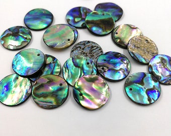 10 Pieces 15mm Abalone Shell Round Charm Paua Shell Round Charms Pendant