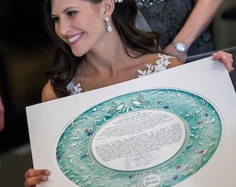 Interfaith Ketubah, Beautiful Personalized Love Birds Ketubah