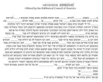 Ashkenaz Hebrew and English Text for orthodox Jewish Wedding Ketubah by Noa Attias- Not for Printing