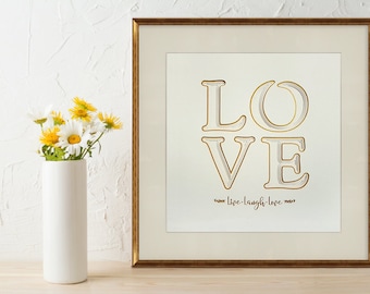 Love Sign. Papercut Wall Art. Wedding Gift for the Couple.