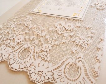 Custom Papercut Ketubah, Handmade Delicate Lace Ketubah with Real Gold Flowers,  Jewish Marriage Vows Ketubah Texts