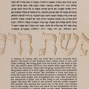 Eshet chayil, Gift for Jewish Woman, Wife, Virtuous Woman of Valor, Mother day gift, Daughter אשת חיל  Paper Cut, Sister, WV-99