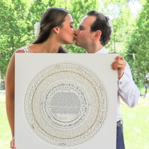 Jewish Paper cut round ketubah Custom Made 24K Gold gilding