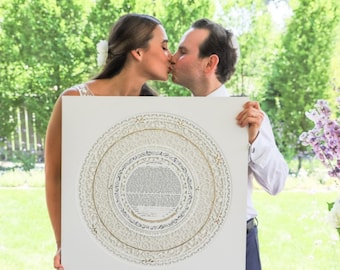 Jewish Paper cut round ketubah Custom Made 24K Gold gilding