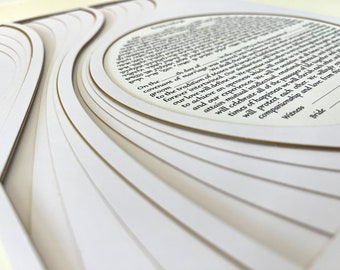 Modern Ketubah Design, Jewish Wedding, Wedding ketubah, Multilayer Papercut Ketubah Modern