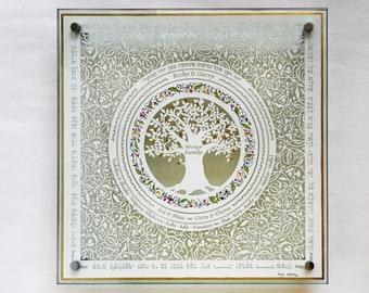 Jewish Family Tree Shabbat Challah Board | Judaica Art | Personalized Gift