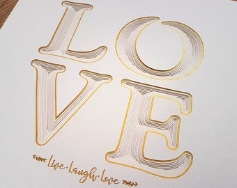 Jewish Gifts, Live Laugh Love Sign, Above bed Decor, Wedding Gift, Housewarming Gift, Papercut Art Wall Hanging, Unique LOVE Sign