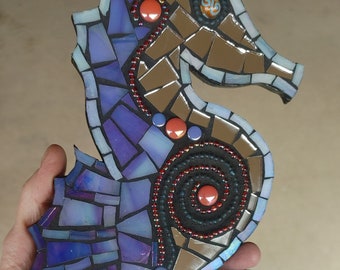 Seahorse mosaic sea horse ocean creatures mosaic art wall art SE-1