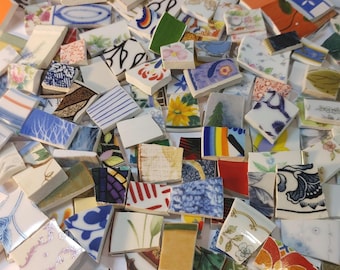 50 PIECES of ceramic fine china random  assorted pieces hand cut ready-to-use nice sized cute designs mosaic supply tiles pieces cut