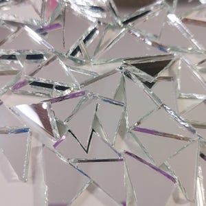 100 PIECES of TRIANGLE shape real silver glass mirror  ready-to-use hand cut assorted triangle sizes mirror mosaic supply 3mm