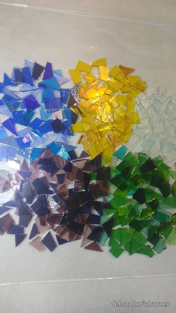 125 Pieces of CATHEDRAL Stained Glass Pieces Hand Cut Ready-to-use ASSORTED  Cut Shapes Sizes Clear Glass Great for GOG Supply Pick a Color 