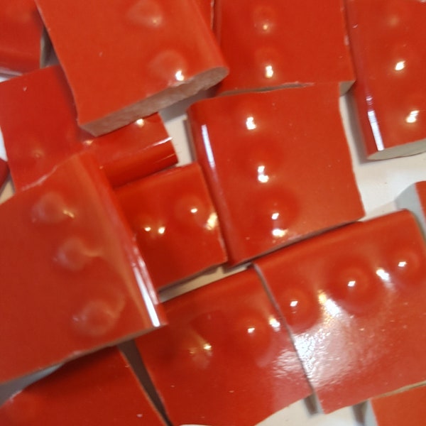 40 PIECES of ceramic china pieces hand cut assorted solid red mosaic supply recycled tiles pieces cut china plate C-39