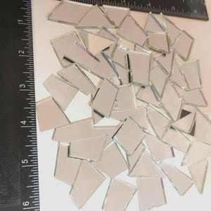 50 Larger PIECES of ASSORTED cut shapes and sizes of real silver MIRROR glass mosaic pieces hand cut ready-to-use crafting supply silver 3mm