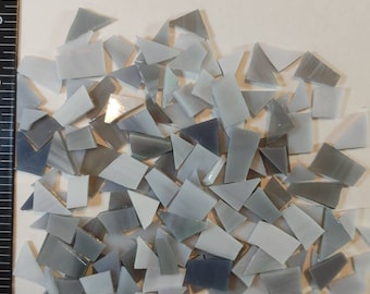 125 GRAY PIECES of mix colors of stained glass ASSORTED cut pieces and sizes ready-to-use hand cut mosaic crafting supply project tile