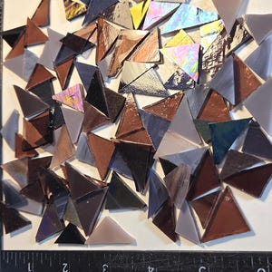 100 PIECES of purple TRIANGLES ready to use streaky, iridescent, solid purple Stained glass different hand-cut pieces mosaic supply tiles