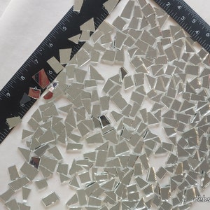 Over 250 PIECES of ASSORTED shapes and sizes of real glass MIRROR mosaic tile pieces hand cut ready-to-use mosaic crafting supply silver 3mm
