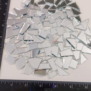 100 PIECES of ASSORTED cut shapes and sizes of real glass MIRROR mosaic tile pieces hand cut ready-to-use mosaic supply silver 3mm