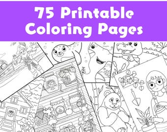 75 páginas para colorear imprimibles: actividad divertida y creativa para todas las edades (descarga digital)