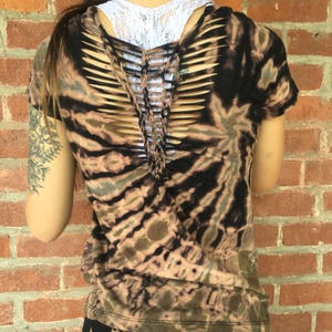 Cosmic Black Tie-Dye Braided Festival | Rave V-Neck Women&#39;s Small
