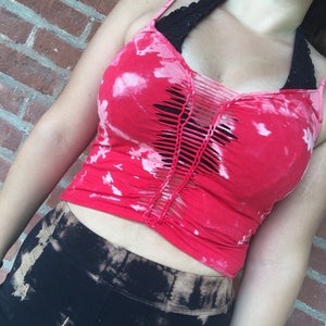 Red Tie-Dye Braided Festival | Rave Crop Women&#39;s Large