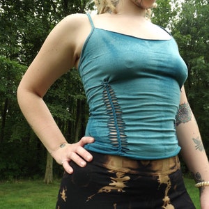 Butterfly Blue Tie-Dye Braided Festival | Rave Crop Women&#39;s Medium