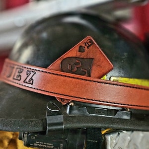 Custom leather helmet cards